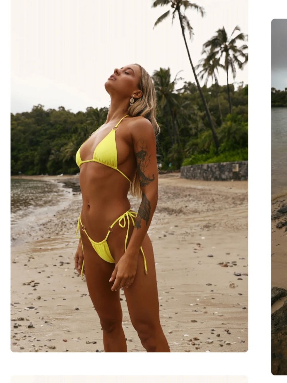 Hello Molly Neon Yellow Tie-Side Triangle Bikini BOTTOM ONLY